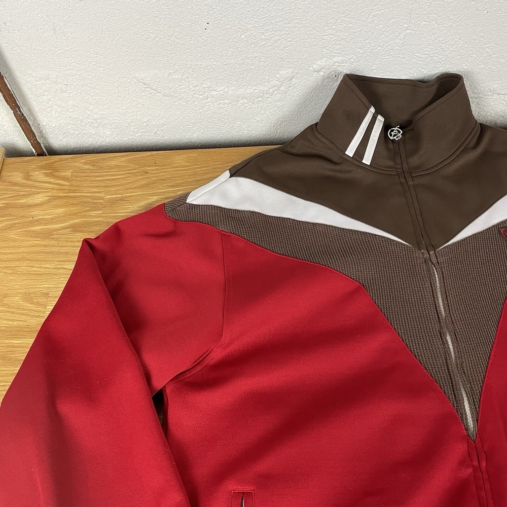Rocawear Reversible Track Jacket Mens Large Red Brown Colorblock Y2K Hip Hop L - Picture 13 of 16